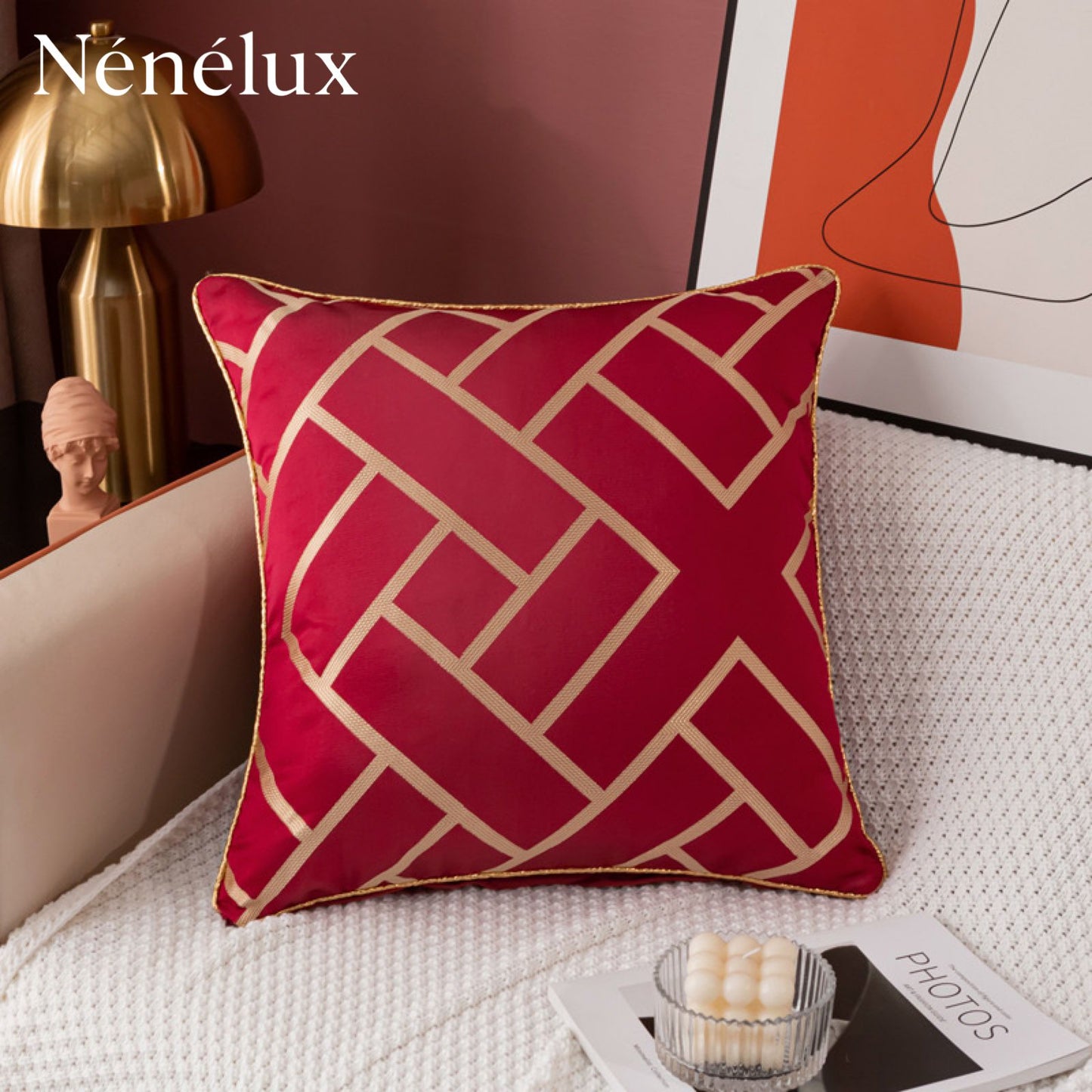 Aurora Grid Luxe – Crimson Charm (Pack of 4)