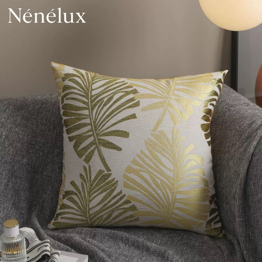 Palm Serenity – Golden Dawn Green & Gold on White (Set of 4)